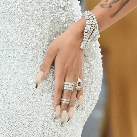  Doja Cat (detail nails) arrives for the 2023 Met Gala at the Metropolitan Museum of Art on May 1, 2023, in New York. The Gala raises money for the Metropolitan Museum of Art's Costume Institute. The Gala's 2023 theme is “Karl Lagerfeld: A Line of Beauty.” Angela WEISS / AFP