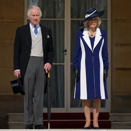 King Charles III and Britain's Camilla, Queen Consort arrive to meet the guests attending the Garden Party at Buckingham Palace, in London, on May 3, 2023 to celebrate their coronation ceremony as King and Queen of the United Kingdom and Commonwealth Realm nations, on May 6, 2023. Yui Mok / POOL / AFP