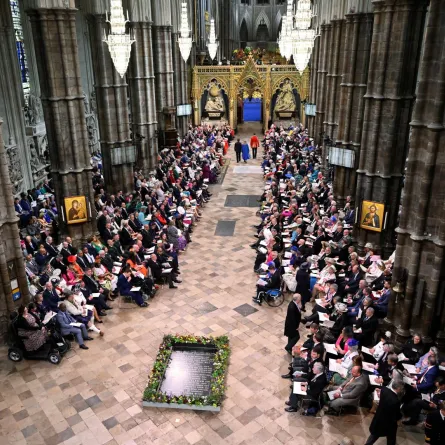 An inside view of Westminster Abbey in central London on May 6, 2023, ahead of the coronations of Britain's King Charles III and Britain's Camilla, Queen Consort. Gareth Cattermole / POOL / AFP