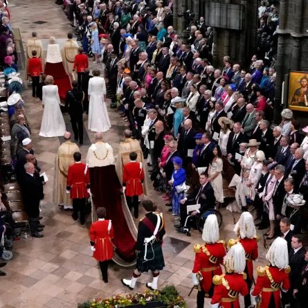 King Charles III and Camilla, Queen Consort arrive at Westminster Abbey, in central London on May 6, 2023. Kirsty Wigglesworth / POOL / AFP
