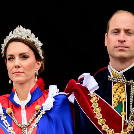 Catherine, Princess of Wales and  Prince William, Prince of Wales stand on the Buckingham Palace balcony, in London, following the coronations of King Charles III and Queen Camilla, on May 6, 2023. Leon Neal / POOL / AFP
