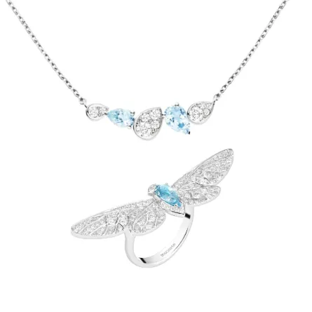 مجوهرات من الذهب الأبيض والأحجار الكريمة الزرقاء لصيف 2023