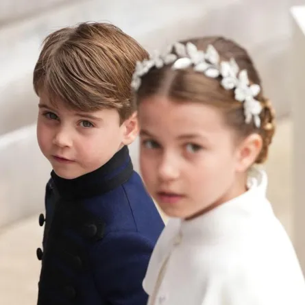Princess Charlotte and Prince Louis of Wales arrive at Westminster Abbey in central London on May 6, 2023. DAN CHARITY / POOL / AFP