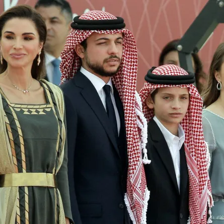Queen Rania and Crown Prince Hussein, Prince Hashem, and Princess Salma in Amman on May 25, 2019. AFP / Khalil MAZRAAWI