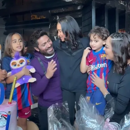 احتفال تامر حسني وبسمة بوسيل بميلاد تاليا - الصورة من حساب تاليا تامر حسني على إنستغرام