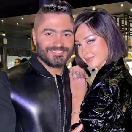 تامر حسني وبسمة بوسيل - الصورة من صفحة تامر على انستغرام