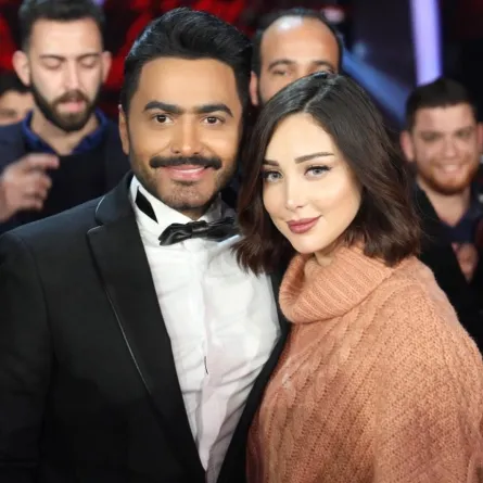 تامر حسني وبسمة بوسيل - الصورة من حسابه على انستغرام