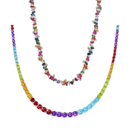 سلاسل تنس مرصعة بأحجار كريمة ملونة لإطلالات صيفية مُبهجة