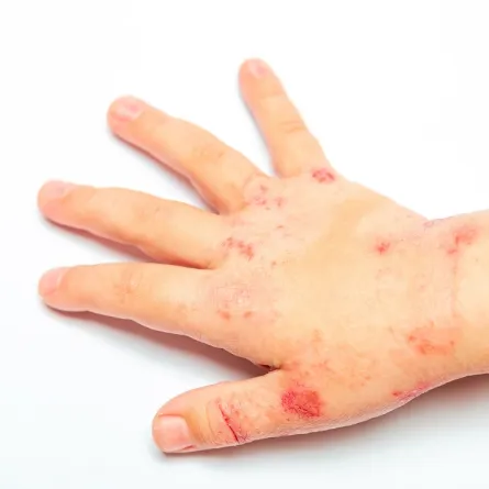 صورة ليد طفل مصاب بمرض جلدي