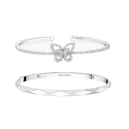 أساور رفيعة من الذهب الأبيض للمعصم النحيف