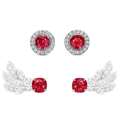 أقراط مرصعة بحجر الروبي.. لمسة أنثوية في يوم زفافك