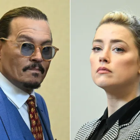 آمبر هيرد وجوني ديب (combination of pictures shows Johnny Depp  and Amber Heard). مصدر الصورة: JIM WATSON / POOL / AFP