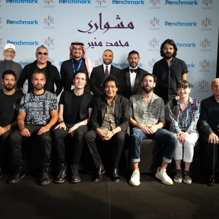 الصورة التذكارية لحفل محمد منير - الصورة من حساب الشركة المنفذة للحفل على تويتر