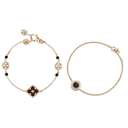 أساور مرنة مرصوفة بالأونيكس الأسود لإطلالة فاخرة لعروس عيد الأضحى