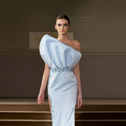 فستان سهرة باللون الباستيل.. من هند زيدان Hind Zeidan