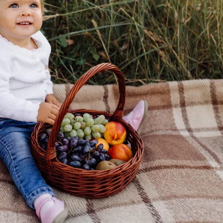 صورة لطفل يتناول العنب