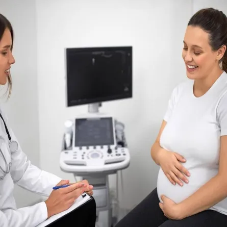 صورة لحامل وطبيبة