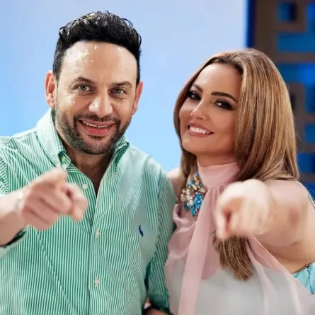 بشرى ومصطفى قمر من كواليس فيلم "أولاد حريم كريم" - الصورة من صفحة بشرى على انستغرام