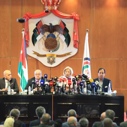 من المؤتمر الصحفي لإطلاق فعاليات مهرجان جرش- الصورة من المكتب الإعلامي للمهرجان