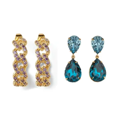  أقراط مرصعة بالكريستال الملون لإطلالة عصرية للصبايا في صيف 2023