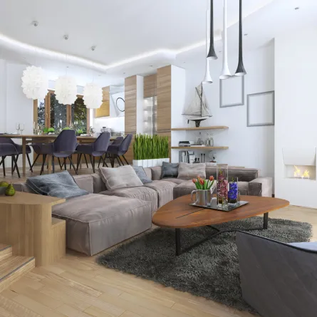 غرفة طعام مفتوحة على الصالون