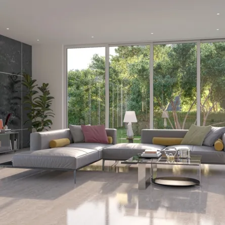 الرمادي يشيع الإضاءة في المساحة 