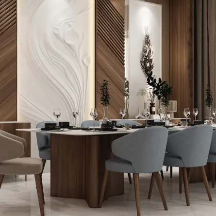 ديكور الجدران مميز في غرفة الطعام