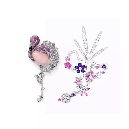 موديلات بروش مرصعة بأحجار وردية لصاحبة الذوق الرومانسي