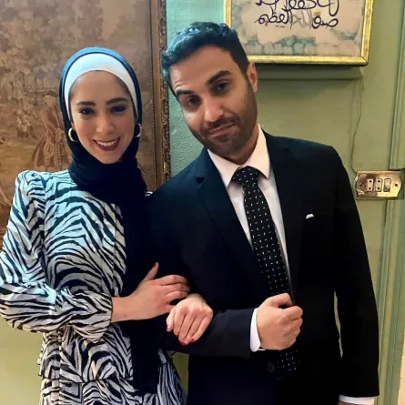 داليا شوقي وأحمد فهمي من كواليس سفاح الجيزة - الصورة من الصفحة الرسمية لداليا شوقي على الفيس بوك