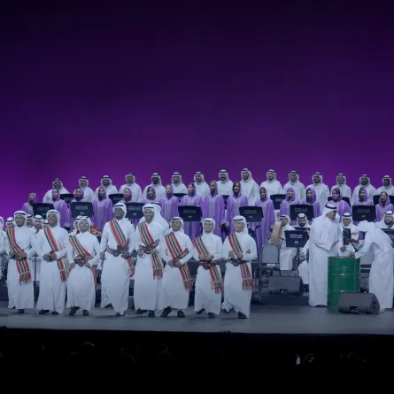 الفن السعودي يبهر الحضور في حفل روائع الأوركسترا السعودية بنيويورك - الصورة من حساب هيئة الموسيقى على منصة إكس