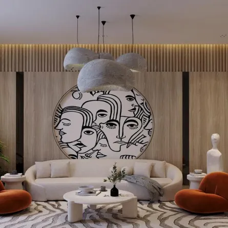 سقف معلّق يتبع التصميم "المودرن" الذي يركّز على مبدأ البساطة