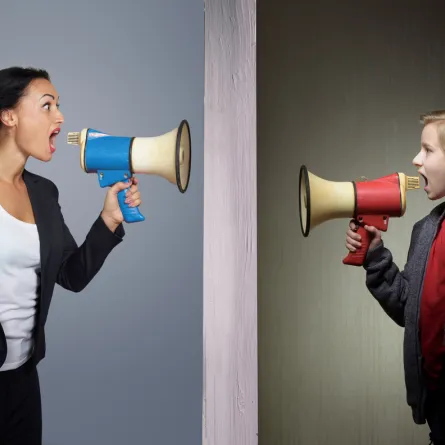 صورة أم تصرخ مع ابنها