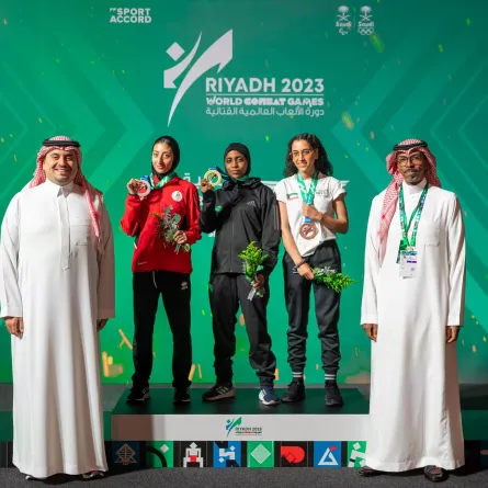 السعودية تتوج بالذهبية في منافسات الملاكمة بدورة الألعاب العالمية القتالية 2023 - الصورة من حساب اللجنة الأولمبية والبارالمبية السعودية على إكس