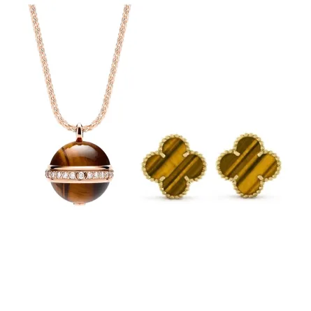 مجوهرات مرصعة بأحجار كريمة باللون البني لخريف 2023