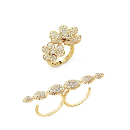 موديلات خواتم ذهب مزدوجة وبين الأصابع تناسب المرأة العصرية