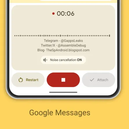 حجب الضوضاء ميزة جديدة تدعم التسجيلات الصوتية على رسائل جوجل - الصورة من حساب  AssembleDebug على إكس