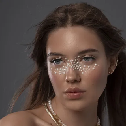 مكياج مرصع باللؤلؤ والكريستال