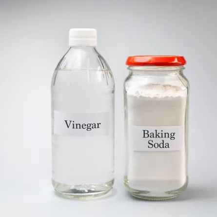 مسحوق صودا الخبز والخل الأبيض