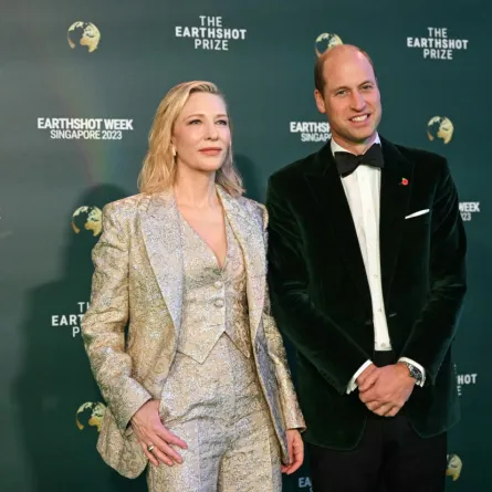 الأمير ويليام وكيت بلانشيت  Prince William and Cate Blanchett (مصدر الصورة:  MOHD RASFAN / AFP)