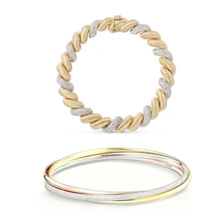 أساور ذهب متعددة الألوان بتصاميم تناسب مختلف الأذواق