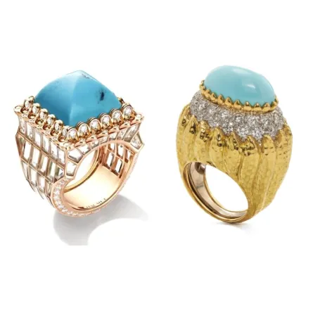 أجمل خواتم الذهب المرصعة بالفيروز للمرأة صاحبة الذوق الفخم
