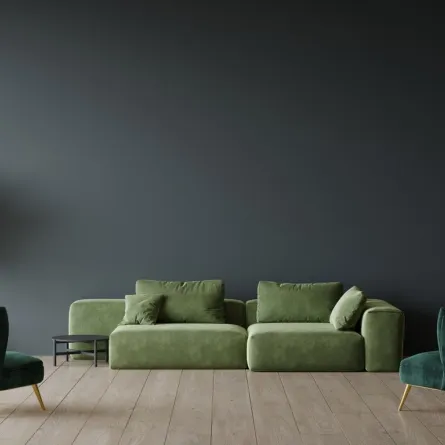 نموذج من استخدام الأخضر الزيتوني على الأنسجة، مثل: الأريكة في الصالة