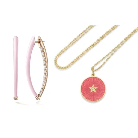 تألقي بمجوهرات مزينة بالاناميل الوردي لإطلالتكِ الشتوية