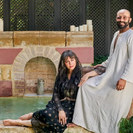 المهندس محمد سعفان مع زوجته إيمان العلي 