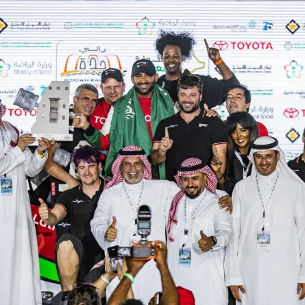 السعودي يزيد الراجحي يتوج بلقب "تويوتا" للمرة الثالثة في تاريخه - الصورة من حساب أبطال العالم Yazeed Racing على منصة "إكس"