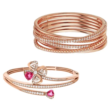 أساور مزدوجة مرصوفة بالأحجار الكريمة..موديلات عصرية بتصاميم فاخرة