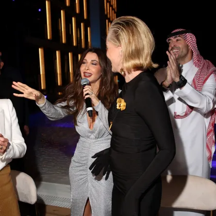 ميشيل رودريغيز، نانسي عجرم، شارون ستون والأستاذ محمد التركي الرئيس التنفيذي لمؤسسة مهرجان البحر الأحمر السينمائي الدولي. مصدر الصورة: Daniele Venturelli/Getty Images for The Red Sea International Film Festival