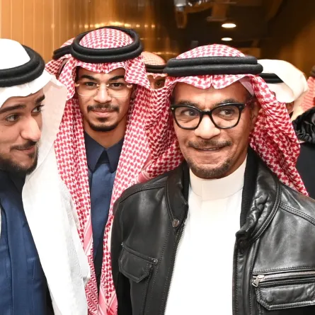 رابح صقر وعايض قبل بدء الحفل