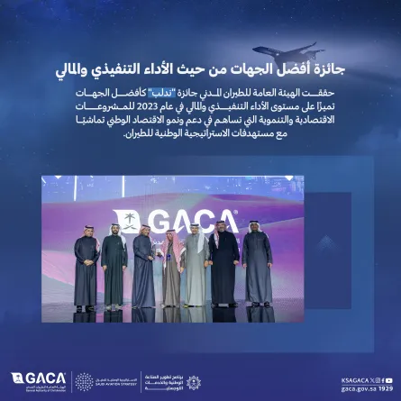 الطيران المدني السعودي تحصد جائزتين خلال حفل برنامج ندلب لعام 2023م - مصدر الصورة حساب هيئة الطيران بمنصة إكس