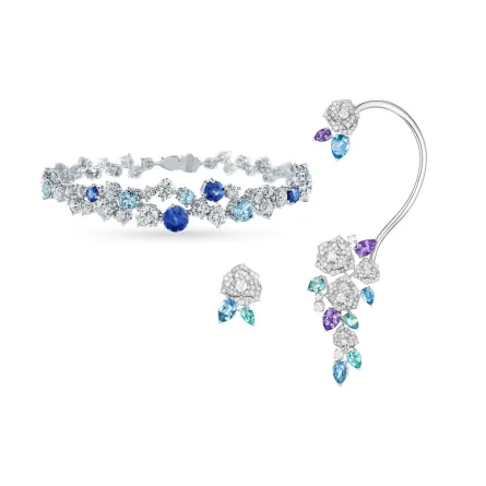 مجوهرات ألماس مرصوفة بالأكوامارين